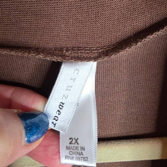 Natori 2X by Cruz wear NWT Brown open cardigan soft flowy Fall Office minimalist - Picture 9 of 15